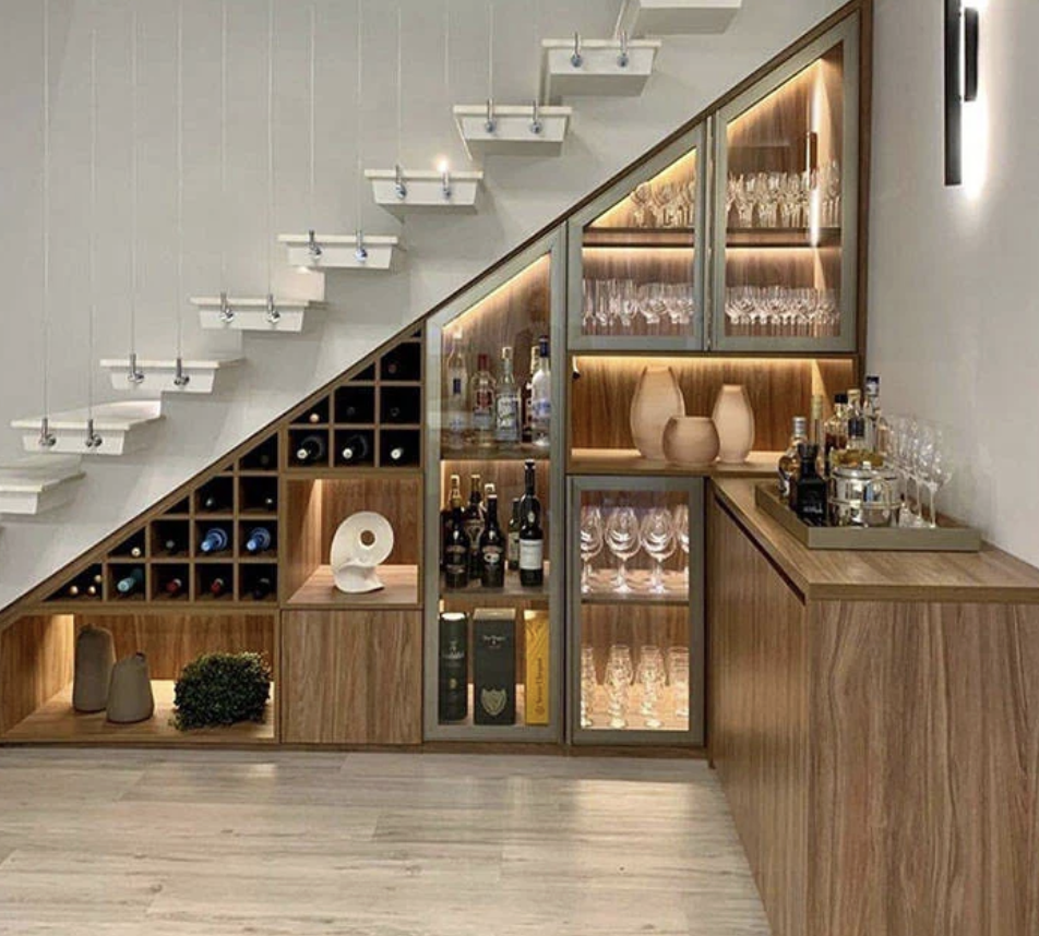 Top Những Mẫu Tủ Gầm Cầu Thang Đẹp Nhất tu-cau-thang-tich-hop-tu-ruou-hien-dai